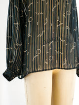 Zandra Rhodes Metallic Stripe Chiffon Top Top arcadeshops.com