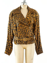 Leopard Print Suede Moto Jacket Jacket arcadeshops.com