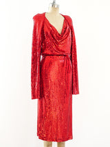 Red Sequin Evening Dress Dress arcadeshops.com