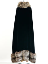 Fur Trimmed Velvet Opera Cape Jacket arcadeshops.com