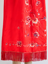 Fringed Floral Embroidered Silk Skirt Bottom arcadeshops.com