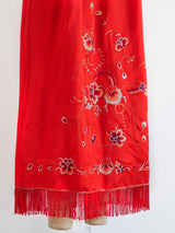 Fringed Floral Embroidered Silk Skirt Bottom arcadeshops.com