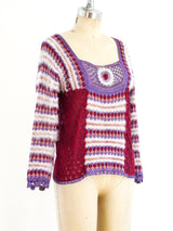1970's Crochet Knit Sweater Top arcadeshops.com