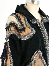 Patchwork Suede Zip Front Jacket Jacket arcadeshops.com