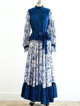 Jean Varon Indigo Printed Peasant Dress Dress arcadeshops.com