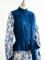 Jean Varon Indigo Printed Peasant Dress Dress arcadeshops.com