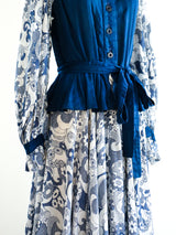 Jean Varon Indigo Printed Peasant Dress Dress arcadeshops.com