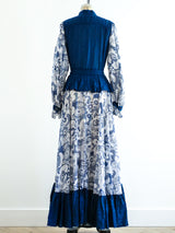 Jean Varon Indigo Printed Peasant Dress Dress arcadeshops.com
