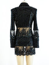 Mesh Paneled Black Zebra Blazer Jacket arcadeshops.com