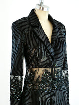 Mesh Paneled Black Zebra Blazer Jacket arcadeshops.com