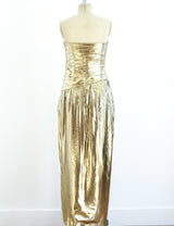 Gold Lurex Strapless Gown Dress arcadeshops.com