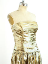 Gold Lurex Strapless Gown Dress arcadeshops.com