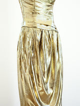 Gold Lurex Strapless Gown Dress arcadeshops.com