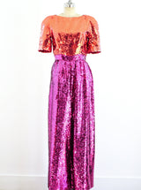 Arnold Scaasi Colorblock Sequin Jumpsuit Suit arcadeshops.com