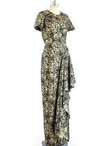 Vicky Tiel Gold Lurex Floral Gown Dress arcadeshops.com