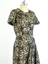 Vicky Tiel Gold Lurex Floral Gown Dress arcadeshops.com