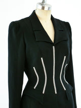 Thierry Mugler Rhinestone Trimmed Skirt Ensemble Suit arcadeshops.com