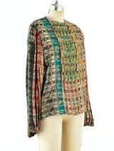 Oscar de la Renta Embellished Metallic Blouse Top arcadeshops.com
