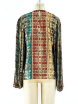 Oscar de la Renta Embellished Metallic Blouse Top arcadeshops.com