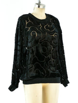 Devore Velvet Floral Sweatshirt Top arcadeshops.com