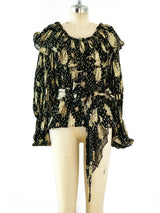 Gold Lurex Ruffled Peasant Top Top arcadeshops.com