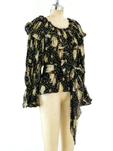 Gold Lurex Ruffled Peasant Top Top arcadeshops.com