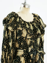 Gold Lurex Ruffled Peasant Top Top arcadeshops.com