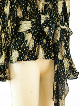 Gold Lurex Ruffled Peasant Top Top arcadeshops.com