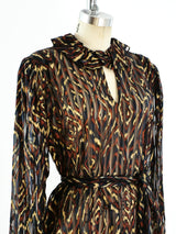 Ikat Print Silk Chiffon Blouse Top arcadeshops.com