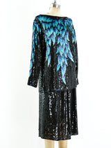 Halston Feather Sequined Ensemble Suit arcadeshops.com