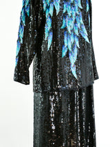 Halston Feather Sequined Ensemble Suit arcadeshops.com