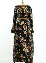 Metallic Floral Brocade Gown Dress arcadeshops.com