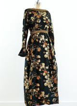 Metallic Floral Brocade Gown Dress arcadeshops.com