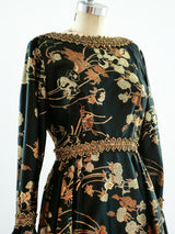 Metallic Floral Brocade Gown Dress arcadeshops.com