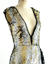 Prada Silver and Gold Sequin Dress Dress arcadeshops.com