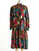 Ungaro Muted Floral Peasant Dress Dress arcadeshops.com