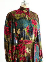 Ungaro Muted Floral Peasant Dress Dress arcadeshops.com