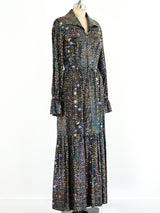 Geometric Printed Sequin Maxi Dress Dress arcadeshops.com