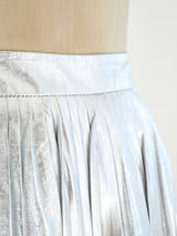 Gucci Pleated Silver Leather Skirt Bottom arcadeshops.com