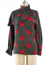 Chloe Dot Print Ruffled Blouse Top arcadeshops.com