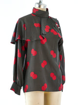 Chloe Dot Print Ruffled Blouse Top arcadeshops.com