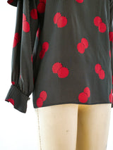 Chloe Dot Print Ruffled Blouse Top arcadeshops.com