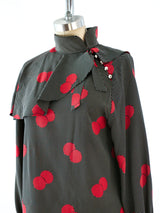 Chloe Dot Print Ruffled Blouse Top arcadeshops.com