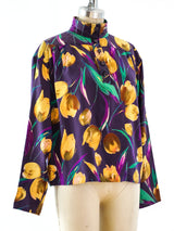 Ungaro Tulip Printed Silk Blouse Top arcadeshops.com