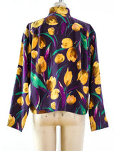 Ungaro Tulip Printed Silk Blouse Top arcadeshops.com