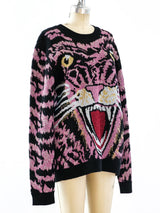 Gucci Metallic Tiger Face Sweater Top arcadeshops.com