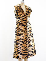 Tiger Print Faux Fur Sleeveless Jacket Jacket arcadeshops.com