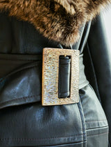 Fur Trimmed Belted Leather Coat Jacket arcadeshops.com