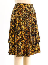 Leopard Print Tiered Ruffle Skirt Bottom arcadeshops.com