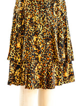 Leopard Print Tiered Ruffle Skirt Bottom arcadeshops.com